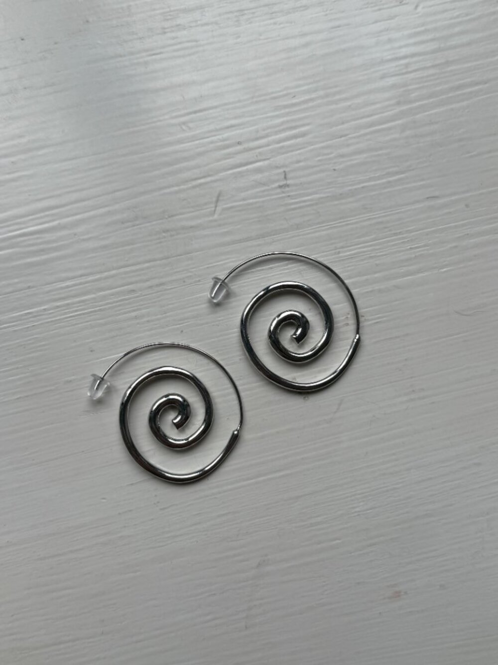 Silver Spiral Hoop Earrings Stainless Steel Minimalist Y2K Boho